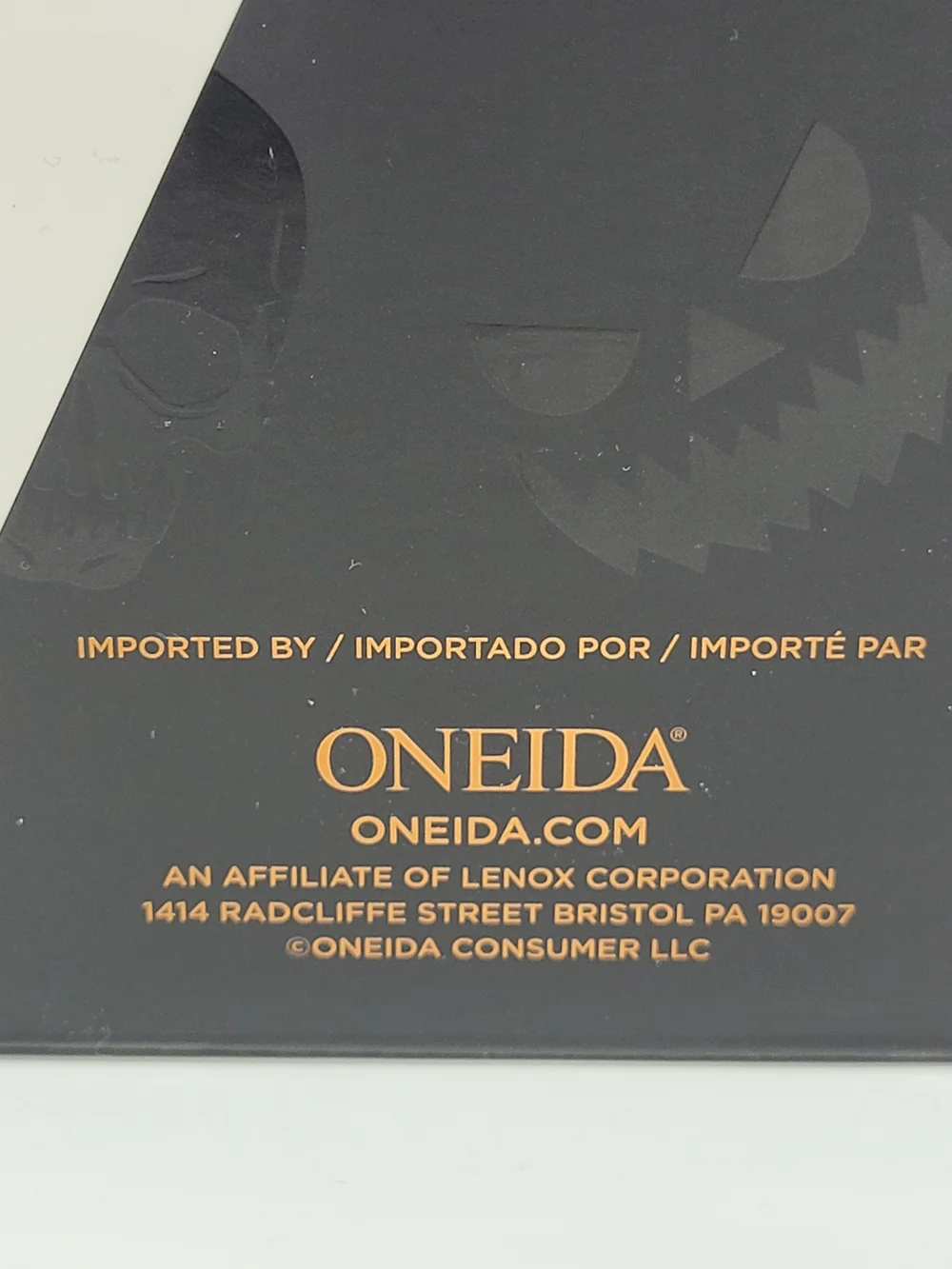 Oneida Vintro Halloween Glass Tumbler Set 4 Clear Black Skull Bat Skeleton NEW